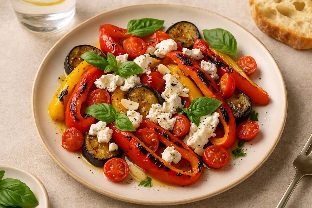 Тёплый салат с печёными перцами и фетой: возвращаем атмосферу отпуска на кухню