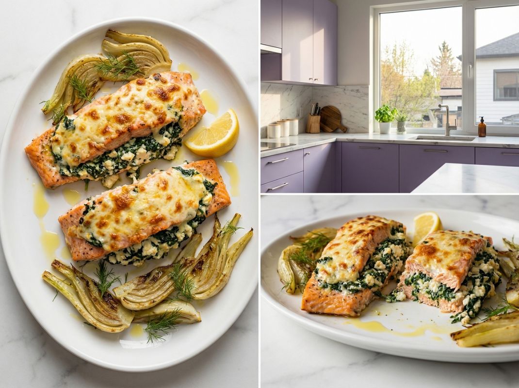 Фаршированный лосось со шпинатом и фетой: идеальный кето-ужин
