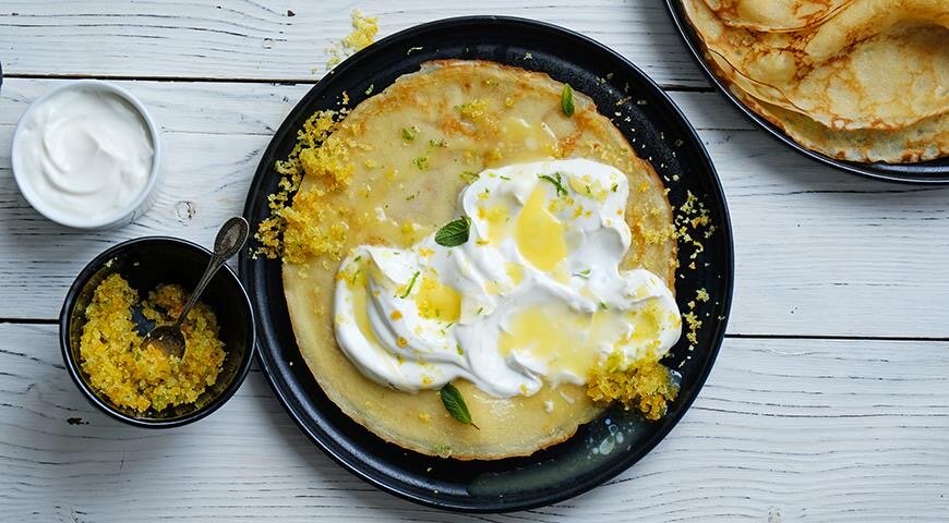 Сметанные блинчики с цитрусовым сахаром: удивите своих близких вкусом