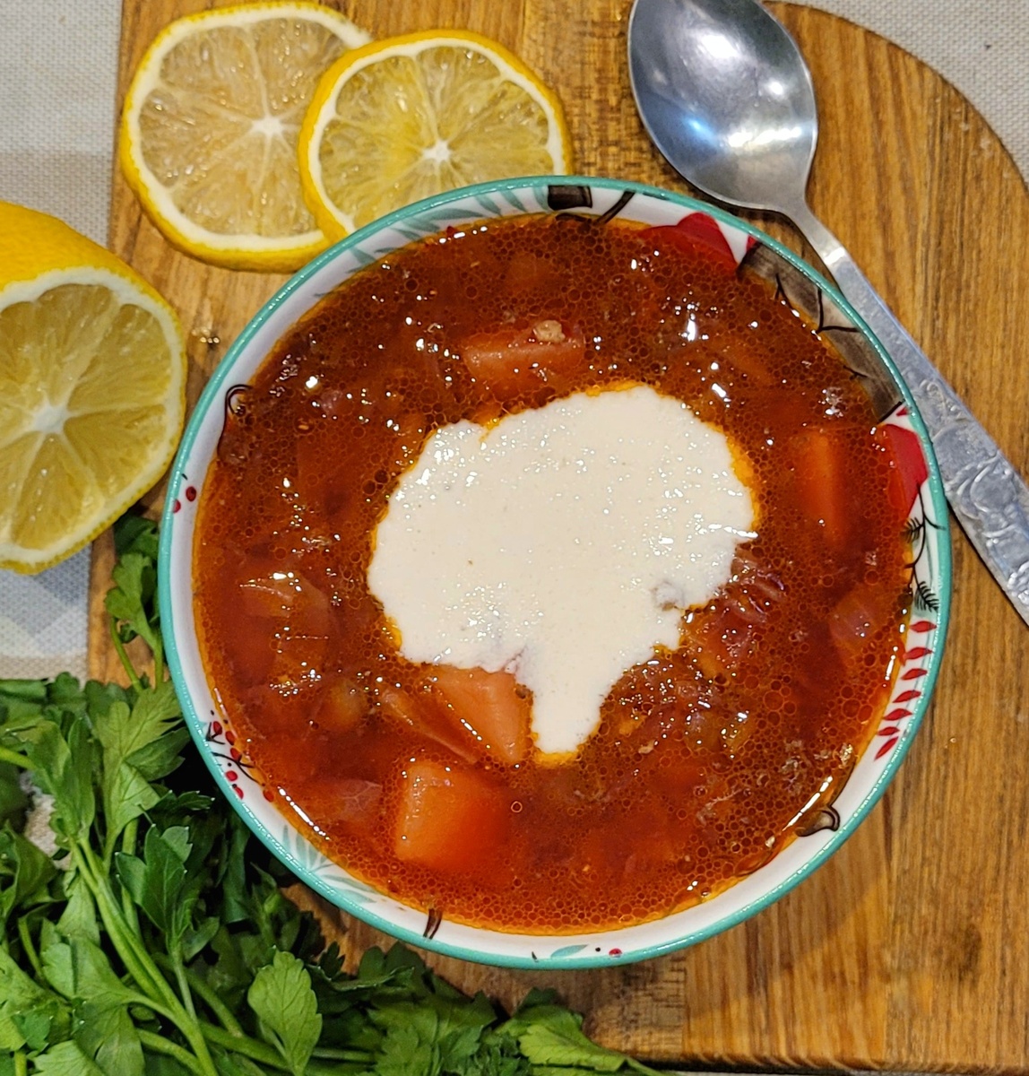 Постный борщ с чечевицей и имбирем